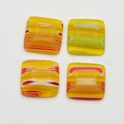 Cabochons de cristal millefiori hecho a mano, cuadrado, amarillo, 14x14x4mm