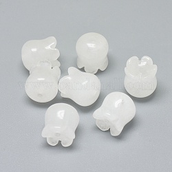Natural White Jade Beads, Flower, 9~10x9~10.5mm, Hole: 1.4mm
