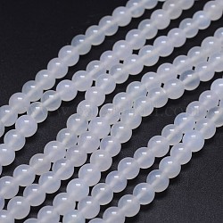 Grade un agata naturale perle tonde fili, tinto, fumo bianco, 8mm, Foro: 1 mm, circa 48pcs/filo, 15.5 pollice
