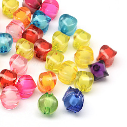 Nuggets transparenten Acryl-Perlen, Perle in Perlen, Mischfarbe, 8~9x8~9x9~10 mm, Bohrung: 2 mm, ca. 1160 Stk. / 500 g
