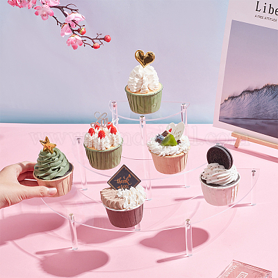 Set 3 Alzate Per Dolci In Acrilico Trasparente - Espositore Per Cupcake, Torte E Dessert