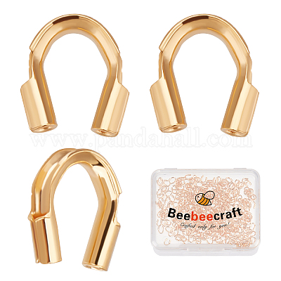 Wholesale Beebeecraft 1 Box 300Pcs Wire Guardian 18K Gold Plated Brass U  Shape Wire Guard Loops Thread Protector for Jewelry Making Earring Bracelet  Necklaces(Hole: 0.6mm) 