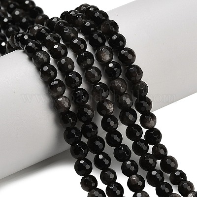 Natürliche silberne Obsidianperlenstränge&nbsp;G-C280-B08-6mm-1