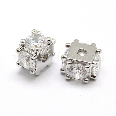 Латунные микро проложить класса AAA кубического циркония бусы KK-P126-02P-NR-1