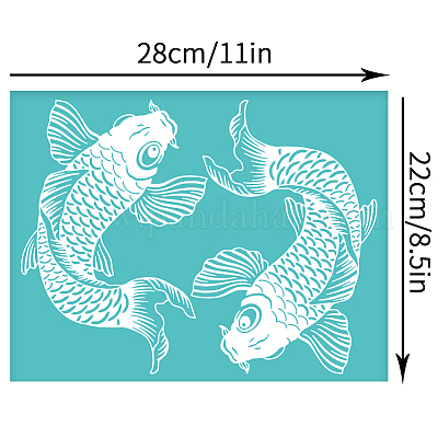 OLYCRAFT Sea Animal Silk Screen Printing Stencils - 2-Pack Reusable Stencils For T-Shirts & Fabric Painting