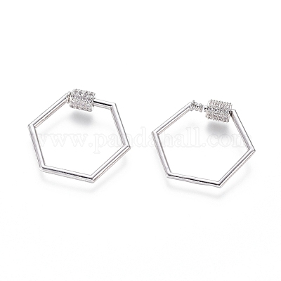 Латунь микропаве кубический цирконий винт карабин подвески с замком&nbsp;ZIRC-I031-16P-1