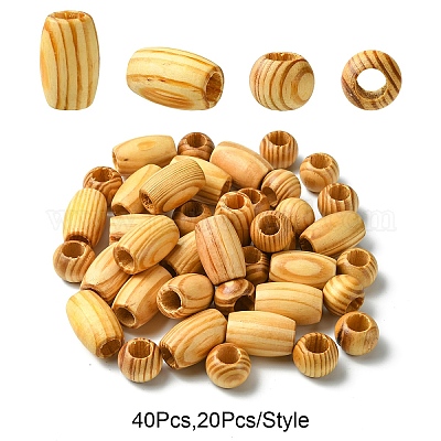 40 шт. 2 вида сосновых бусин&nbsp;WOOD-YW0001-48-1