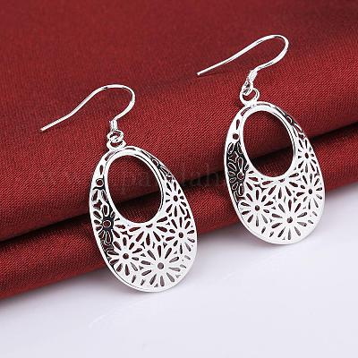Art Deco Style Octagon Lapis Lazuli & Marcasite Drop Earrings in 925 Sterling Si