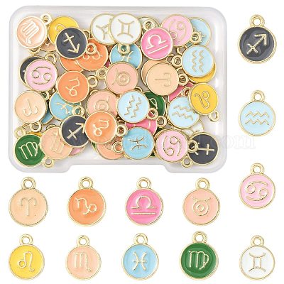 48 шт. 12-цветные подвески из сплава и эмали ENAM-FS0003-98-1