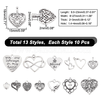 10pcs Love Heart Pendant For Necklace Earrings Bookmark Valentine DIY Jewelry  Making Bracelet Charms For Mother's
