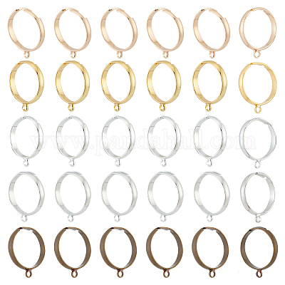50 base de anillo de bucle de latón ajustable de 5 colores&nbsp;KK-DC0002-52-1