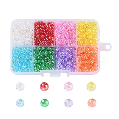 8 Farben umweltfreundliche transparente Acrylperlen&nbsp;MACR-X0020-04-4mm-1