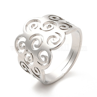 Не тускнеющее регулируемое кольцо Cloud из нержавеющей стали 201 для женщин RJEW-F131-01P-1