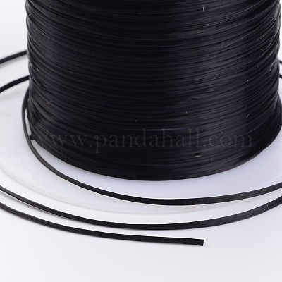 Strong Stretchy Beading Elastic Thread, Flat Elastic Crystal String, Black,  0.8mm, about 10.93 yards(10m)/roll