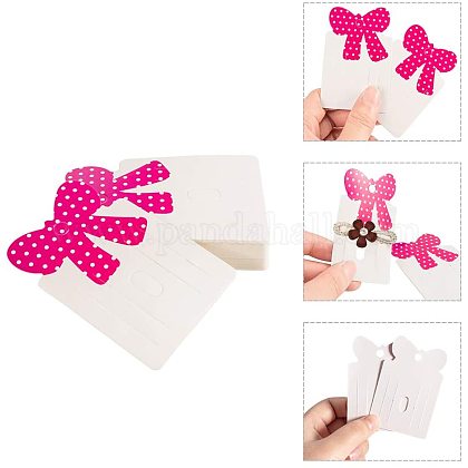 Rectangle Cut Bowknot Cardboard Hair Clip Hair Bows Display Cards for Hair Barrettes Accessories Display and Organizing NBEADS 300 Pcs 7.9cmx5cm Paper Cardboard Hair Clip Display Cards with Bowknot 