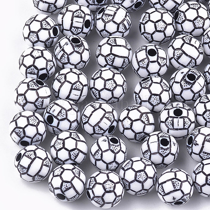 クラフトアクリルビーズ サッカー サッカーボール ホワイト 10x9 5mm 穴 2mm 約900個 500gの通販 Jp Pandahall Com