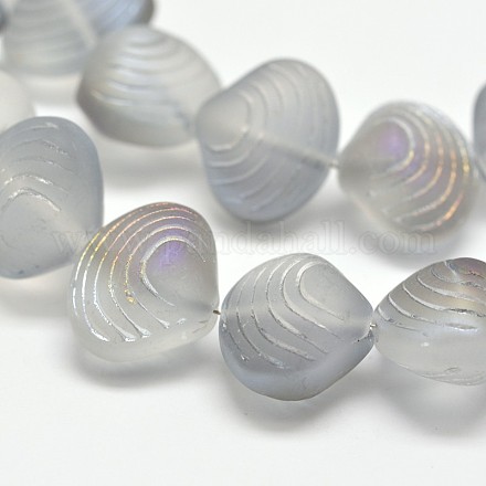 Frosted Electroplate Glass Shell Beads Strands EGLA-M002-B05-1