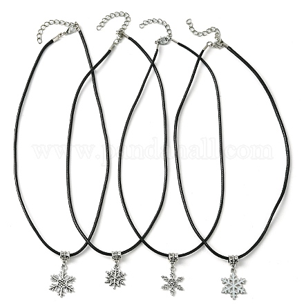 Halsketten mit Schneeflocken-Anhänger aus Legierung im tibetischen Stil NJEW-JN04538-1