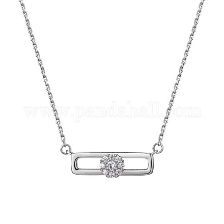 Rectangle avec fleur pendentif zircone cubique collier pour gril femmes NJEW-BB44421-B-1