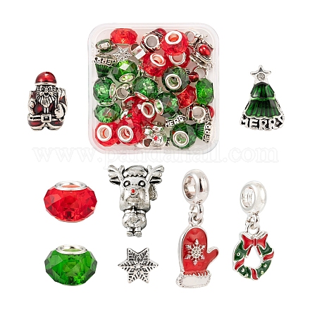 Set di perle di vetro e lega in stile europeo a tema natalizio in stile 36 pz 8 DIY-LS0003-11-1
