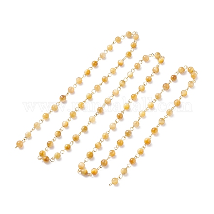 Chaînes de perles teintées et chauffées à la main en œil de tigre naturel de 3.28 pied AJEW-JB01092-03-1