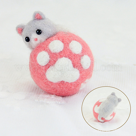 Cat with Ball Wool Felt Needle Felting Kit with Instructions DOLL-PW0004-12A-1