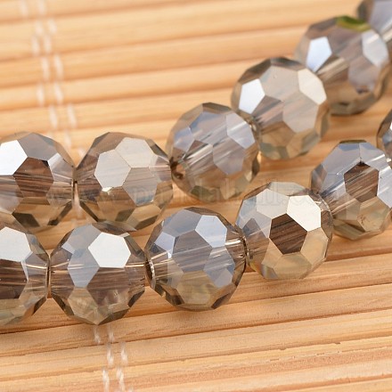 Plaqué arc facettes rondes perles de verre brins EGLA-M017-B01-1