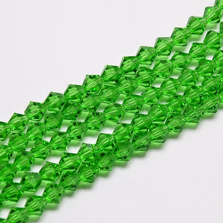 Chapelets de perles en verre bicone d'imitation de cristal autrichien X-GLAA-F029-6x6mm-03-1