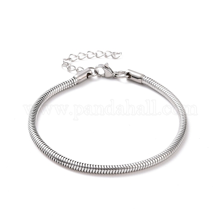 304 Stainless Steel Round Snake Chains Bracelet for Men Women BJEW-P274-01B-1