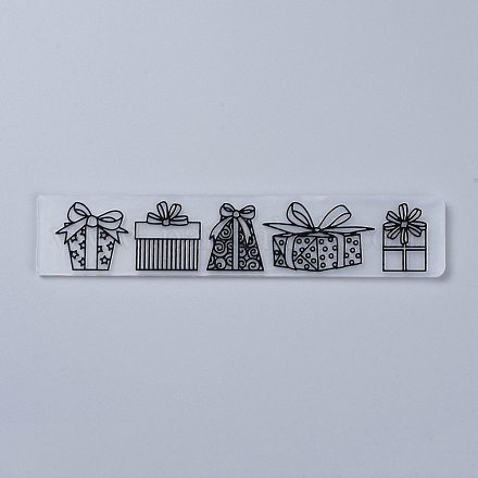 プラスチックエンボスフォルダー  凹凸エンボスステンシル  手工芸品の写真アルバムの装飾のため  誕生日をテーマにした模様  30x150x2.5mm X-DIY-P007-D05-1