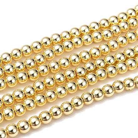 Chapelets de perles en hématite synthétique sans magnétiques G-Q466-6mm-01-1