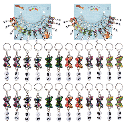 Alloy Enamel Butterfly Link Stitch Markers HJEW-AB00229-1