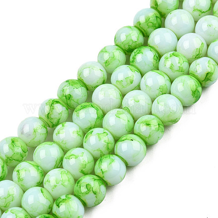 Chapelets de perles en verre peint par pulvérisation X-GLAA-R139-8mm-12-1