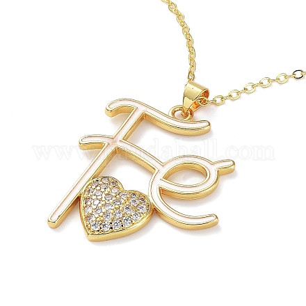 Golden Brass Rhinestone Pendant Necklace with Cable Chains NJEW-P278-A03-1