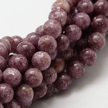 Lepidolita natural / hebras de perlas redondas de piedra de mica púrpura X-G-O143-03-6mm-1