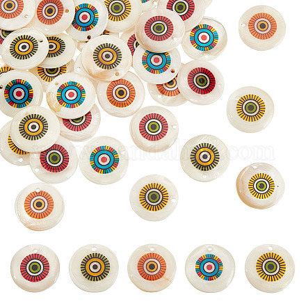 Arricraft 50 pz 5 colori stampati pendenti in conchiglia d'acqua dolce naturale SHEL-AR0001-10-1