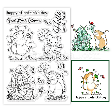PH Pandahall Clear Stamps für St. Patrick's Day Glücksklee DIY-WH0167-57-0091-1