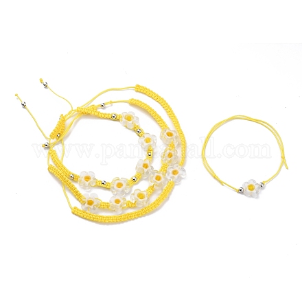 Set di braccialetti di perline intrecciati con filo di nylon regolabile BJEW-JB05959-1
