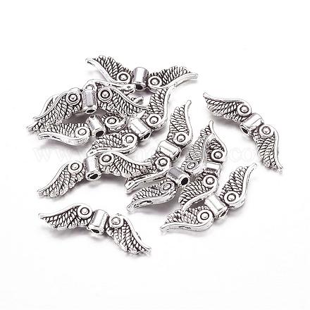 Antique Silver Tone Tibetan Style Alloy Wing Large Hole European Beads X-LF10271Y-1