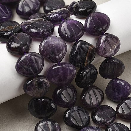 Fili di perle intagliate di ametista naturale&nbsp;G-H339-A07-01A-1