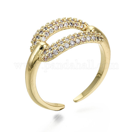 Brass Micro Pave Clear Cubic Zirconia Cuff Rings RJEW-S044-131-NF-1