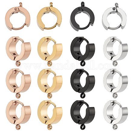 Dicosmétique 8 pièces 4 couleurs placage ionique (ip) 304 accessoires de boucles d'oreilles huggie en acier inoxydable STAS-DC0005-17-1