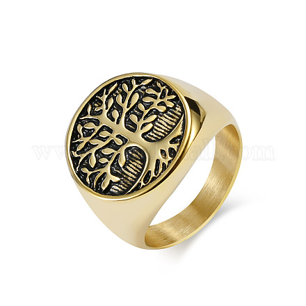 Ретро титановое стальное кольцо на палец «Древо жизни» FIND-PW0020-06E-AG-1