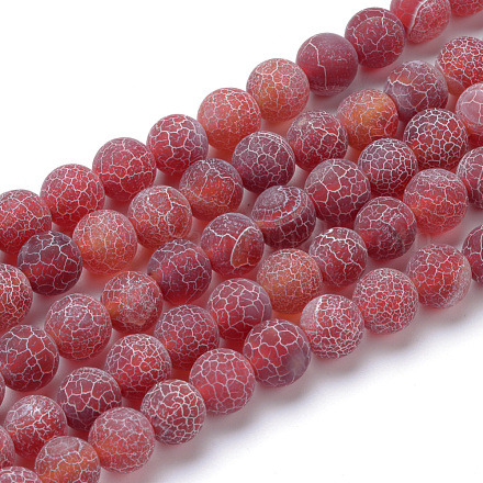 Chapelets de perle en agate craquelée naturelle et teinte G-T056-10mm-05-1