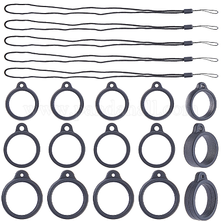 Gorgecraft 24 pz 2 anelli in silicone stile con 12 pz cordino collana regolabile porta ciondolo anti-smarrimento DIY-GF0008-09A-1