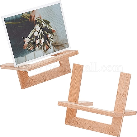 Assembled Bamboo Tea Brick Display Easel Stands ODIS-WH0025-26-1