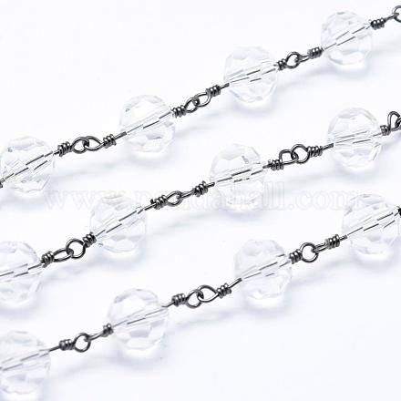 Transparent Glass Handmade Beaded Chains CHC-L036-14B-8mm-1