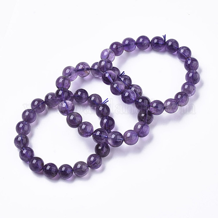Bracelets en perles stretch améthyste naturelle G-R465-58B-1