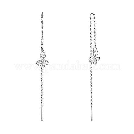 SHEGRACE Rhodium Plated 925 Sterling Silver Thread Earrings JE569A-1