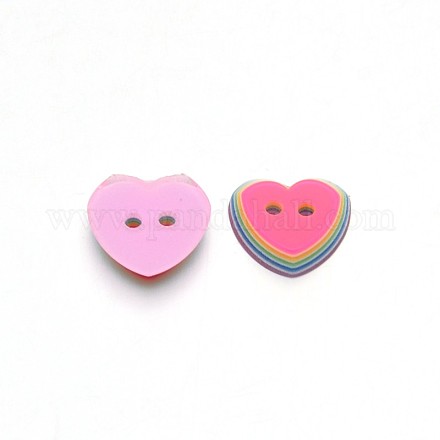 Heart Shaped 2-Hole Resin Buttons BUTT-F052-01-1